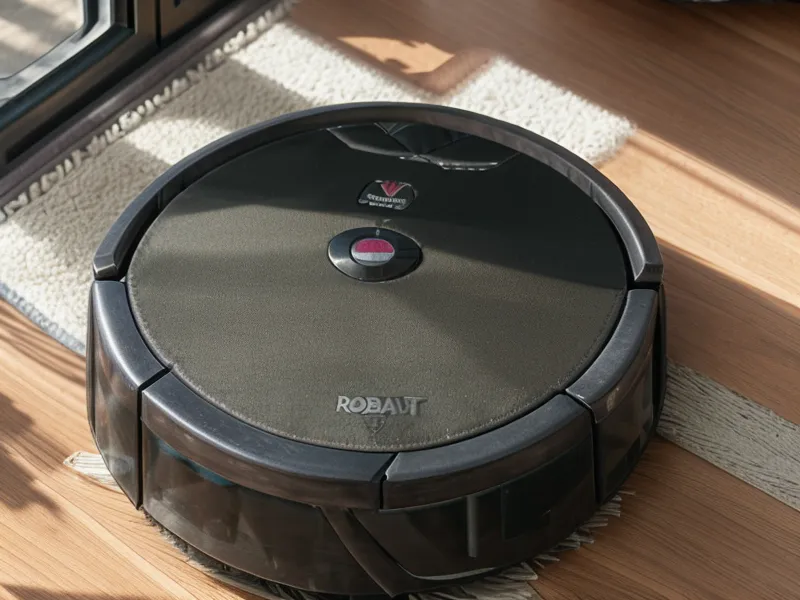 Close-up of dog hair being removed from a robot vacuum brushroll.