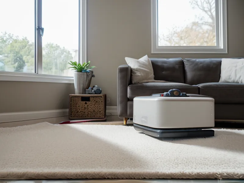Ecovacs Deebot X2 Omni cleaning under low furniture in a living room