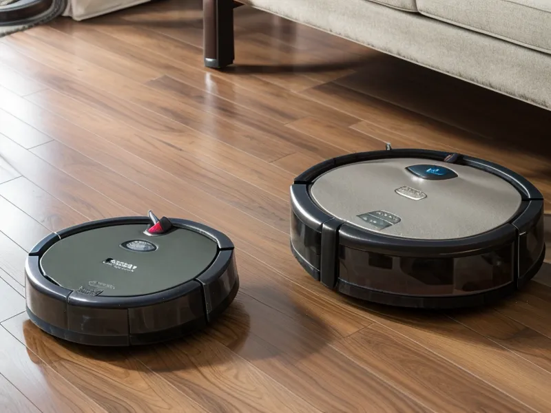Close-up of underside robot vacuum cliff sensor covered in pet dust.