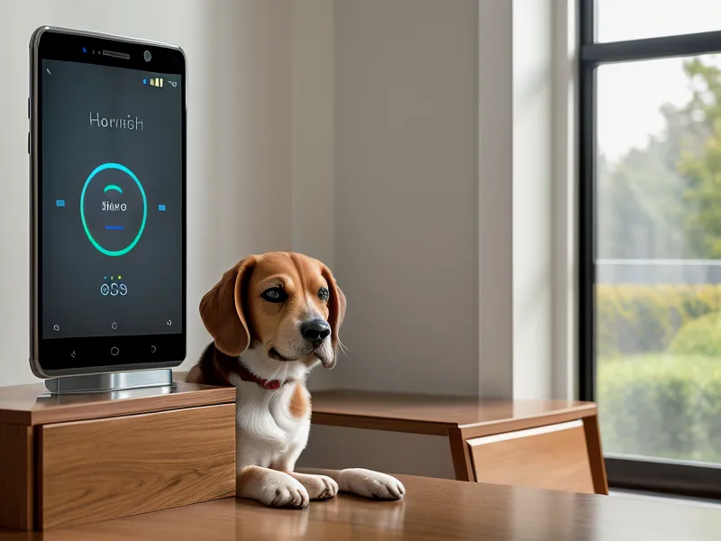Close-up of the LG robot vacuum app interface next to its docking station.