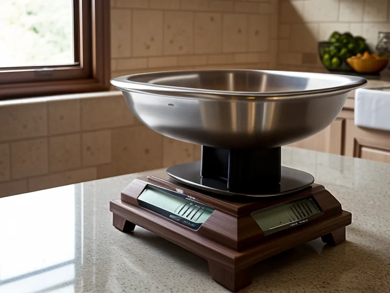 Used air filter being weighed on a kitchen scale to check for dander accumulation