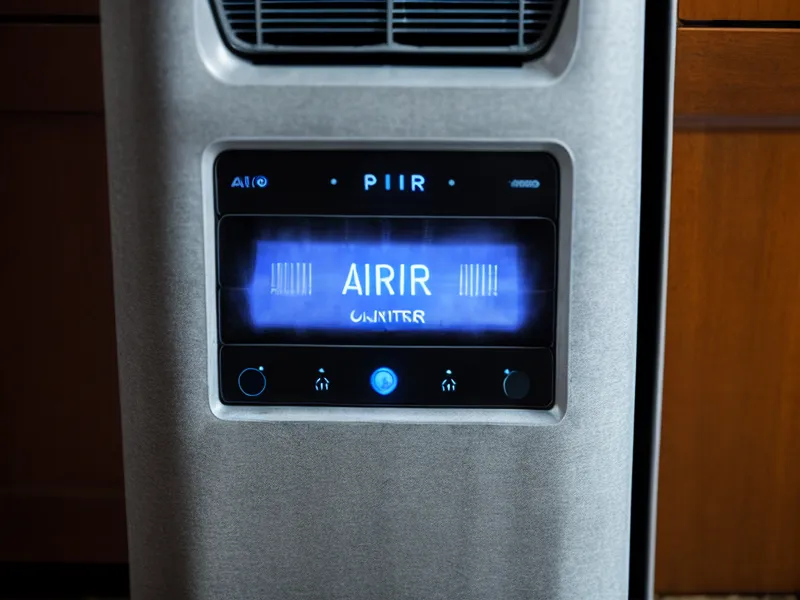 Close-up of the PuroAir HEPA 14 control panel and sleep mode button