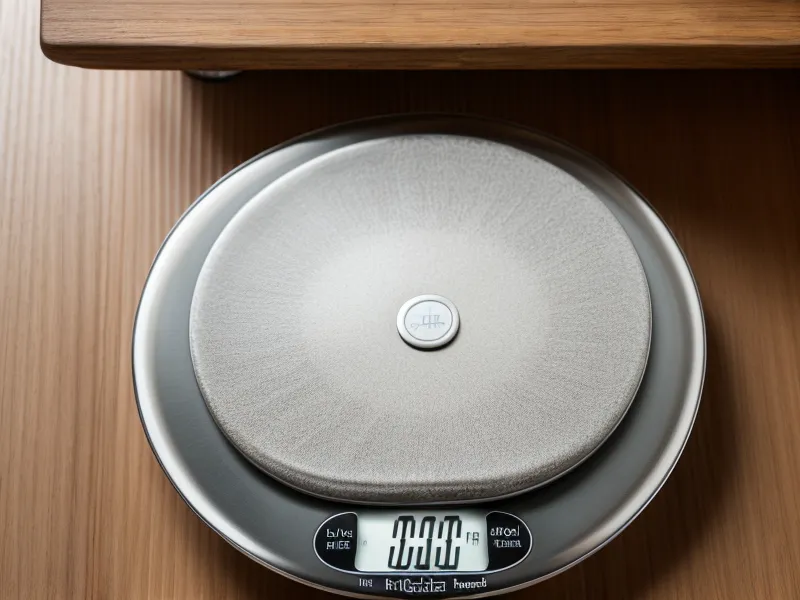 Weighing a used air purifier filter on a kitchen scale to measure trapped pet dander.