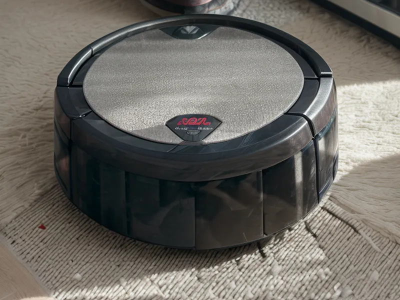 White dog hair congregating on a dark black area rug border.