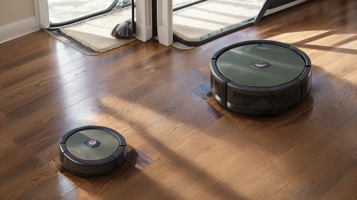 Robot vacuum and air purifier lineup gathered for pet hair management and smart home testing in a two-dog craftsman bungalow