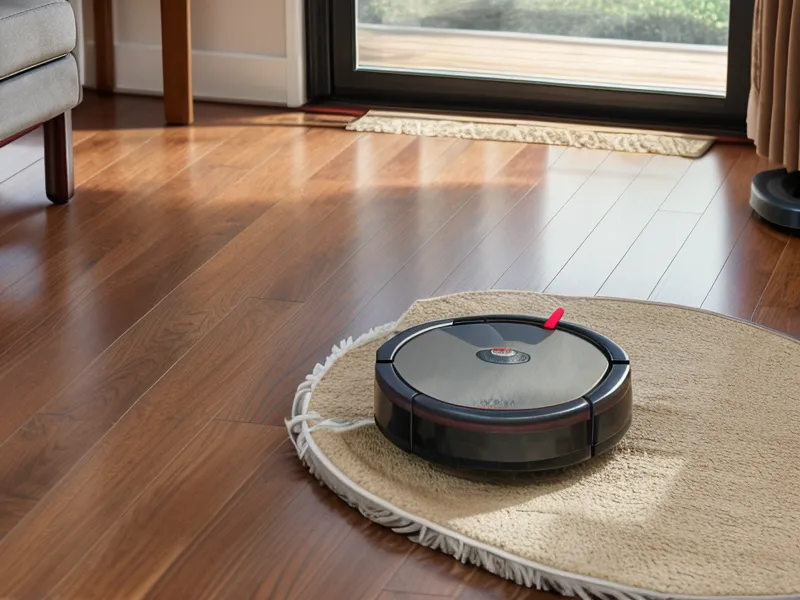 Robot vacuum LIDAR sensor mapping hardwood floors during a robot vacuum testing run in an old house
