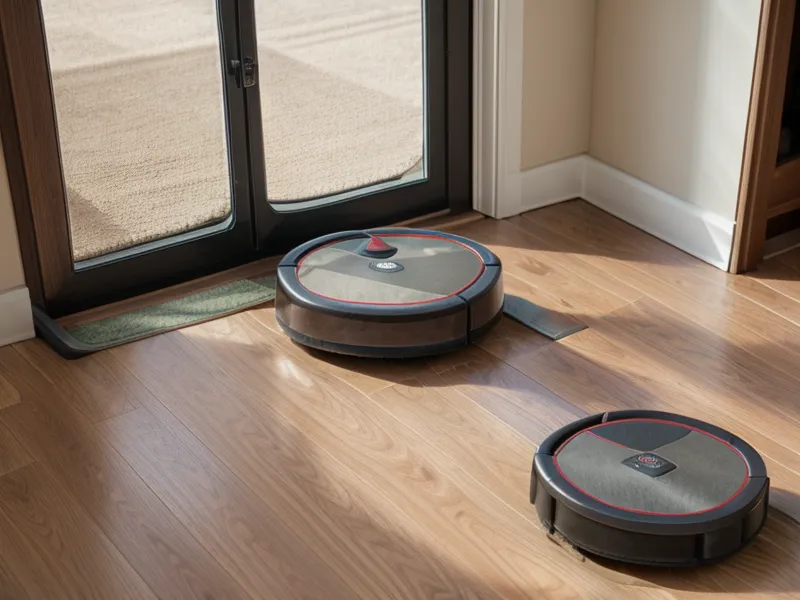 Robot vacuum dock and air purifier placed together in a hallway.
